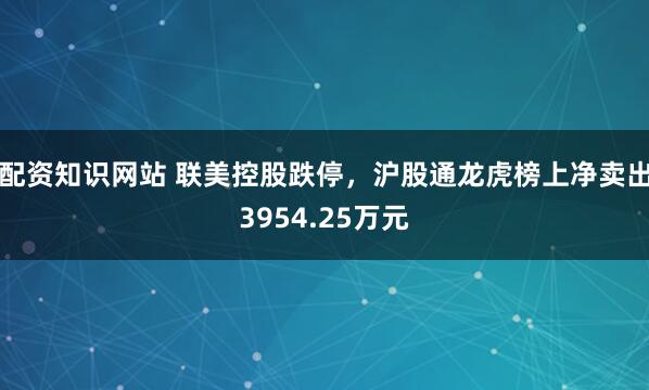 配资知识网站 联美控股跌停，沪股通龙虎榜上净卖出3954.25万元